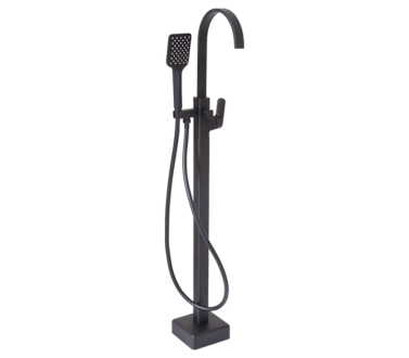 Square Black Free Standing Bath Mixer Tap with H/S | Spring Black