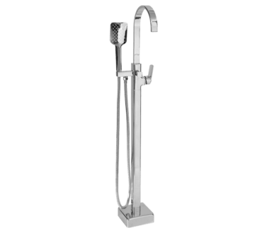 Square Chrome Free Standing Bath Mixer Tap With H/S | Spring