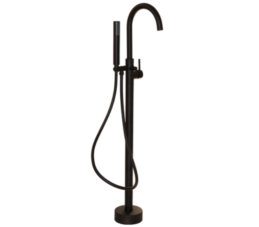 Round Black Free Standing Bath Mixer Tap with H/S | Moon Black