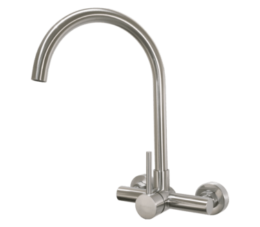 Wall Type Sink Mixer Tap J Spout | Moon Brushed Stainless Steel