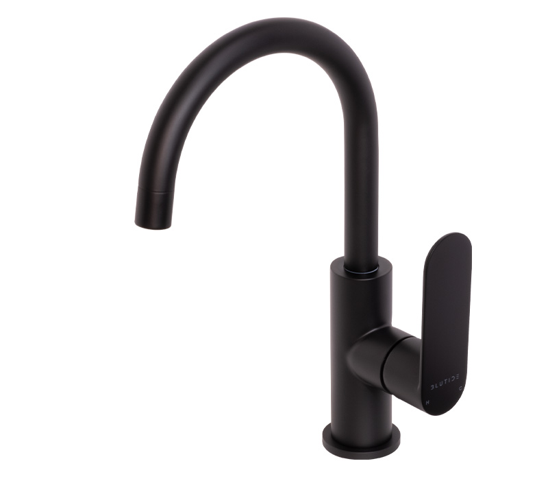 Gooseneck Basin Mixer Tap | Satin Black