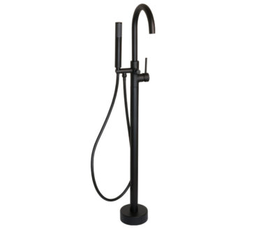 Round Free Standing Bath Mixer Tap with H/S | Lace Black