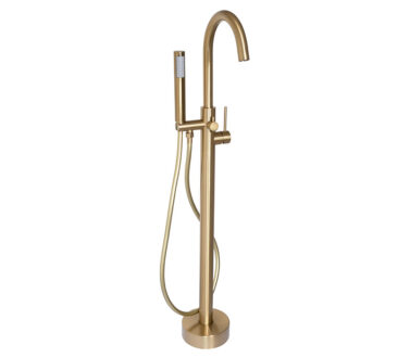 Round Free Standing Bath Mixer Tap with H/S | Lace Brass