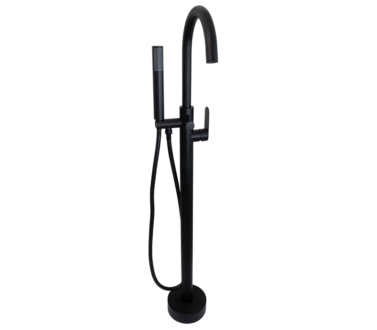 Round Free Standing Bath Mixer Tap with H/S | Satin Black