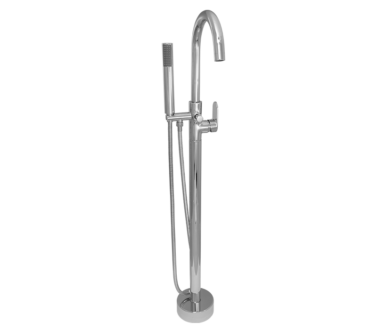 Round Free Standing Bath Mixer Tap with H/S | Satin