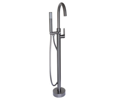 Round Free Standing Bath Mixer Tap with H/S | Satin Gunmetal