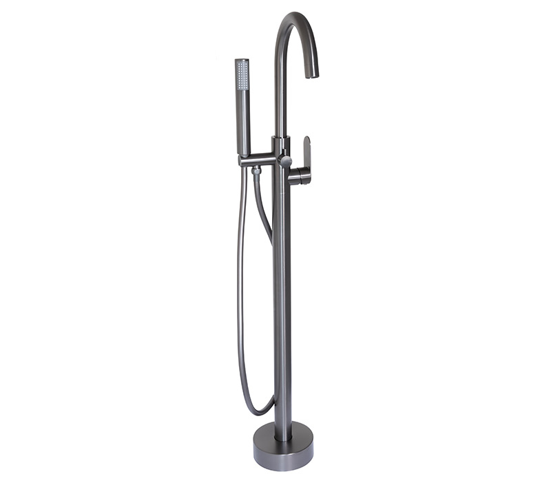 Round Free Standing Bath Mixer Tap with H/S | Satin Gunmetal