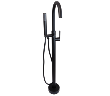Round Free Standing Bath Mixer Tap with H/S | Silk Black