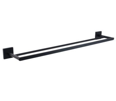 Square Double Towel Rail 600mm Black | Mint Accessories