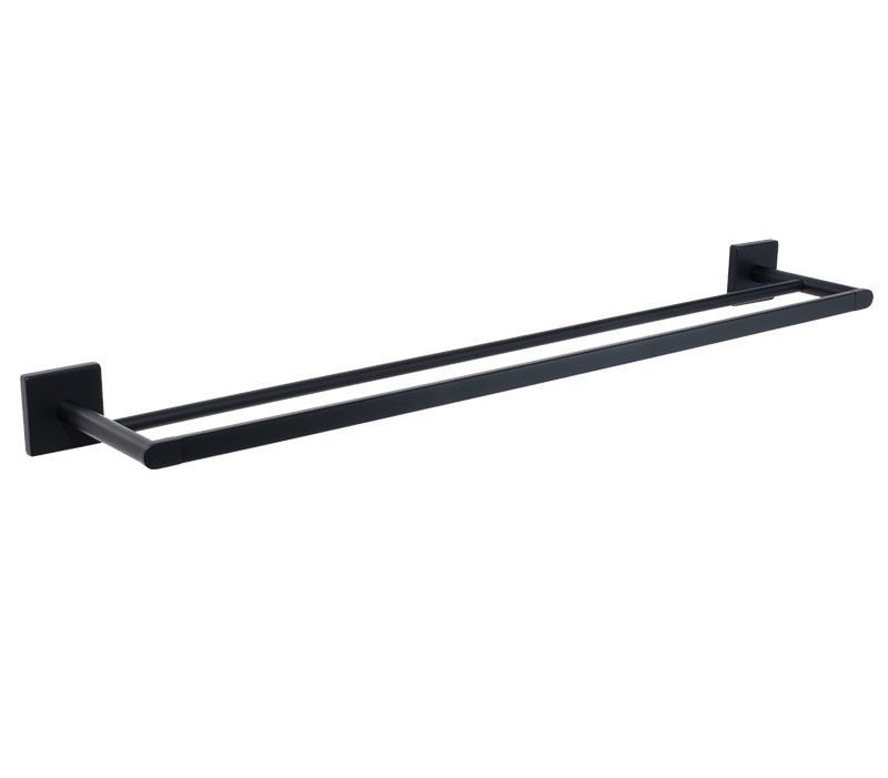 Square Double Towel Rail 600mm Black | Mint Accessories