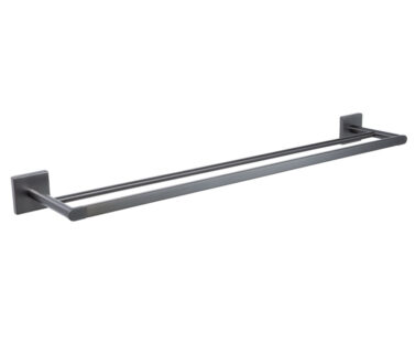 Square Double Towel Rail 600mm Gunmetal | Mint Accessories