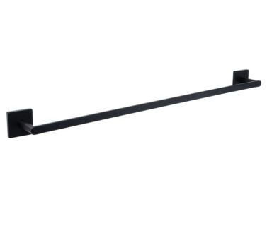 Square Single Towel Rail 600mm Black | Mint Accessories