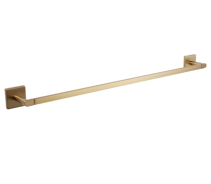 Square Single Towel Rail 600mm Brushed Brass | Mint Accessories