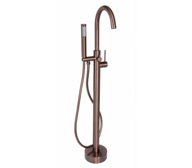 Round Free Standing Bath Mixer Tap with H/S | Lace Brushed Bronze